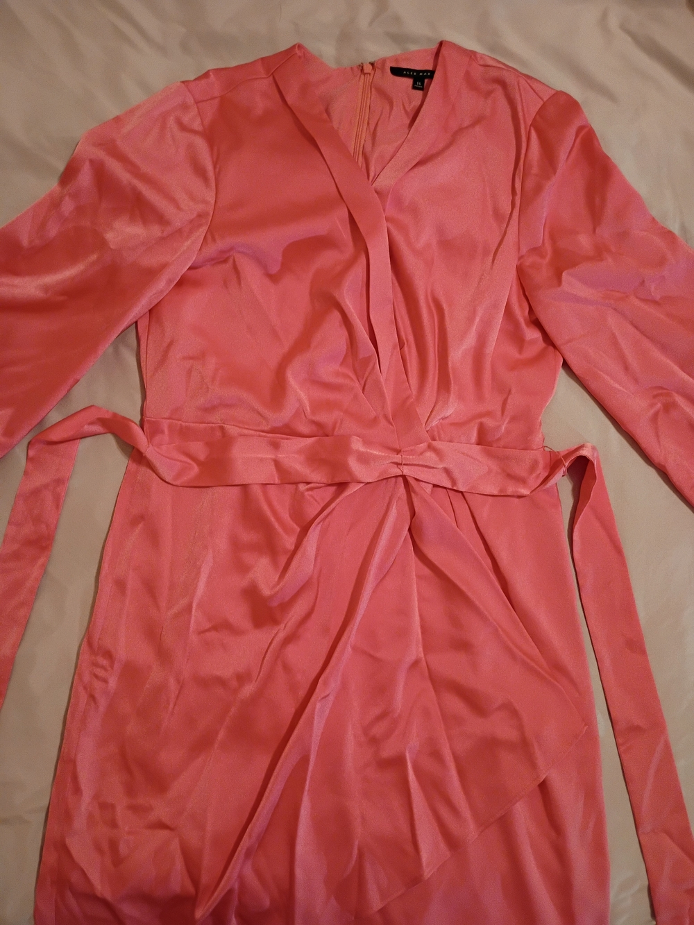 Alex Marie Coral Satin Draped Dress - Picture 3 of 10